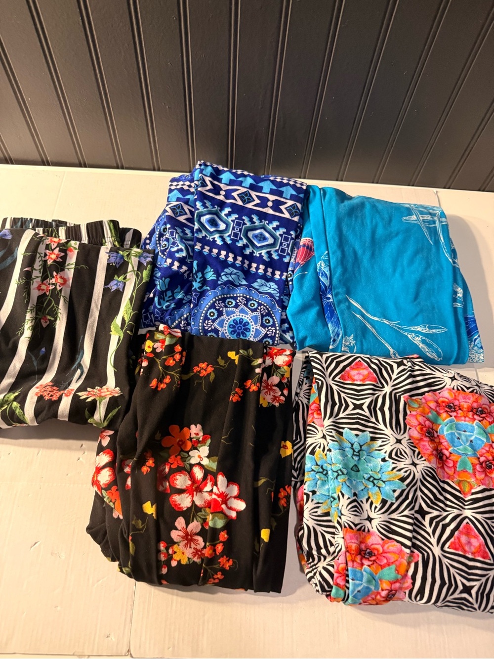 Women's‎ Printed Brushed Buttery Soft Leggings / Plus Size Colorful Pants Lot 5